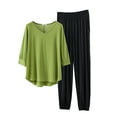 thumbnail image 1 of BILIKEYU Women's Long Sleeved Plus Size Solid Color Long Sleeved Pajamas Two Piece Set, Pajamas for Women Set, Women's Sleepwear, Plus Size Pajamas, 1 of 2