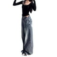 thumbnail image 1 of BILIKEYU Women's Mid Wide Leg Jeans, womens jeans, women's clothing, jeans for women, 1 of 6