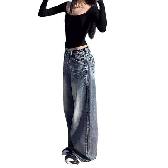 BILIKEYU Women's Mid Wide Leg Jeans, womens jeans, women's clothing, jeans for women