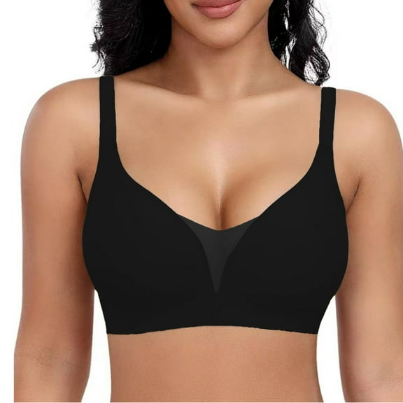 BILIKEYU Women's Soft Thin Breathable Upper Support Gathers Bra, Sports Bras for Women, Bras for Women, Wireless Bras for Women