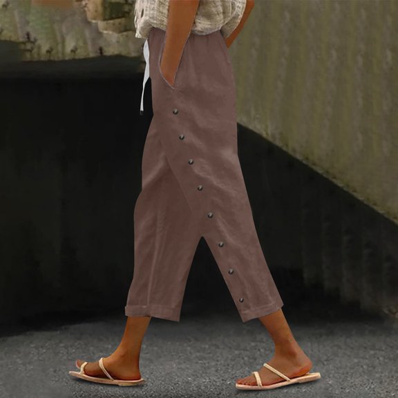 BILIKEYU Women's Solid Color Cotton Elastic Trousers, Cargo Pants Women, Womens Pants, Fall Outfits for Women