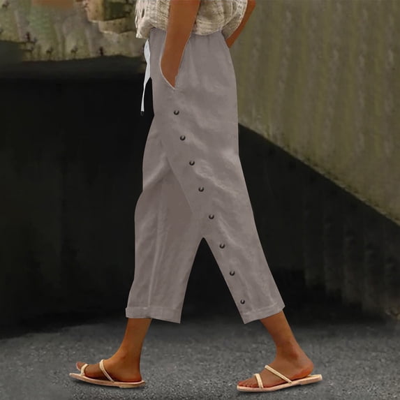 BILIKEYU Women's Solid Color Cotton Elastic Trousers, Cargo Pants Women, Womens Pants, Fall Outfits for Women