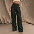 thumbnail image 1 of BILIKEYU Women's Solid Color Long Pants Straight Leg Loose Temperament Casual Pants Daily Commuting Trousers, Crepe Pants for Women, Loose Work Pants for Women, Capri Pants for Women Plus Size, 1 of 7