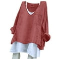 thumbnail image 1 of BILIKEYU Women's Solid Color Loose Cotton Texture Dress Shirt, Long Sleeve Shirts for Women, Shirts for Women, Cotton Linen Tops for Women, 1 of 4