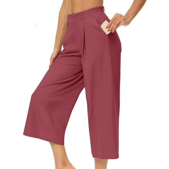 BILIKEYU Women's Solid Colored Cotton And Linen Button Down Wide Leg Long Pants with Loose Outer Pockets, Women's Casual Pants, Linen Pants Low Rise, Elastic Waist Work Pants for Women