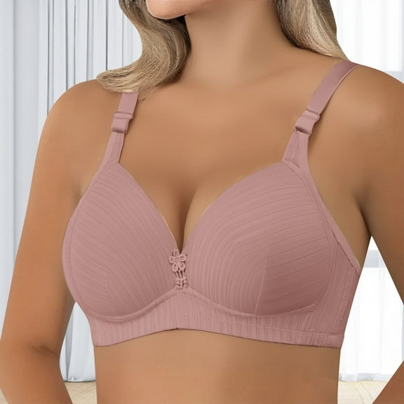 BILIKEYU Women's Thin Striped Large Sized without Underwire Bra, Bras for Women, Push Up Bra No Underwire, Jelly Bras for Women