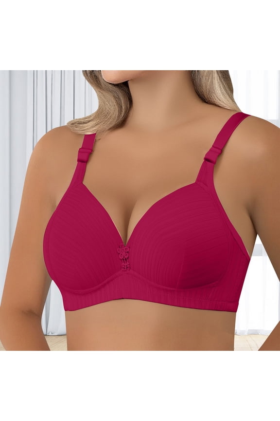 Women's Thin Striped Large Sized without Underwire Bra, Bras for Women, Push Up Bra No Underwire, Jelly Bras for Women