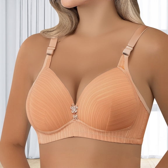 BILIKEYU Women's Thin Striped Large Sized without Underwire Bra, Bras for Women, Push Up Bra No Underwire, Jelly Bras for Women