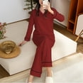 thumbnail image 1 of BILIKEYU Women's V Neck Long Sleeved Loose Casual Large Pajamas Set, Lounge Sets for Women, Fall Outfits, Women Fall Clothes, 1 of 6