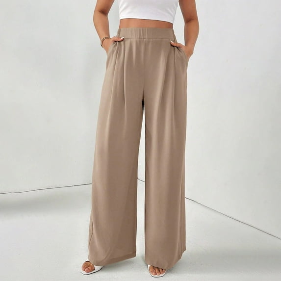 BILIKEYU Women's Wide Leg Cropped Slim Fit Casual Trousers, Womens Pants, Jogging Pants for Women, Stretch Pants for Women