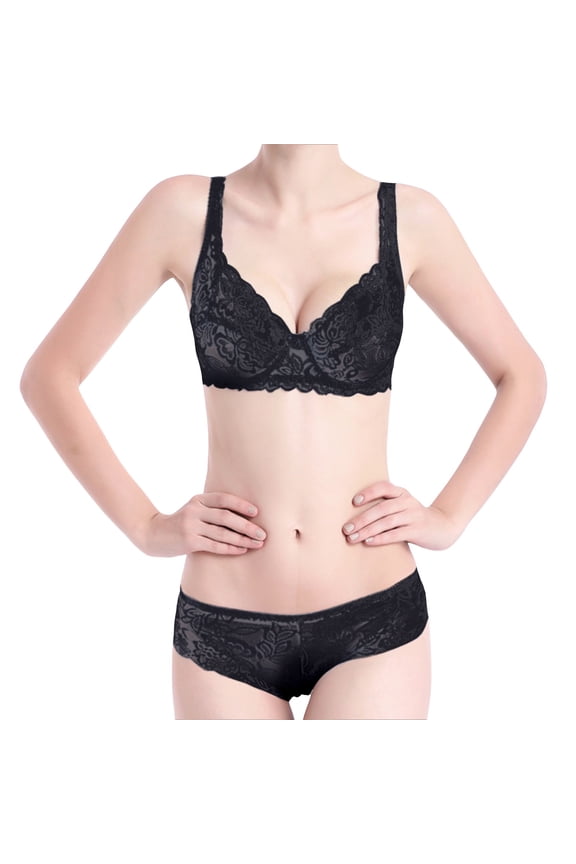 Women's set mesh see-through underwire See-through bra and panty set, Sheer Bra And Panty Set, Bikini Sets for Women, V Neck Bikini Top