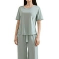 thumbnail image 1 of BILIKEYU Womens 2 Piece Outfits Summer Casual Loose Short Sleeve Pullover Tops & Wide Leg Pants Sets, Womens Pajamas Set, 2 Piece Sets for Women, Loungewear Sets Woman, 1 of 6