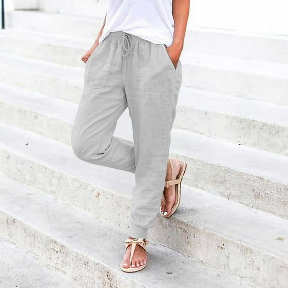 BILIKEYU Womens Elastic Waist Pants Casual Trousers with Pockets, Women's Pants, Wide Leg Sweatpants Women, Work Pants Women