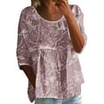 thumbnail image 1 of BILIKEYU Womens Floral Print Tops, 3/4 Sleeve Shirts Loose Tunic Cute Tops Basic Blouse Tees Trendy Pullover Tops for Casual Spring Summer Outings, Pink, 1 of 4