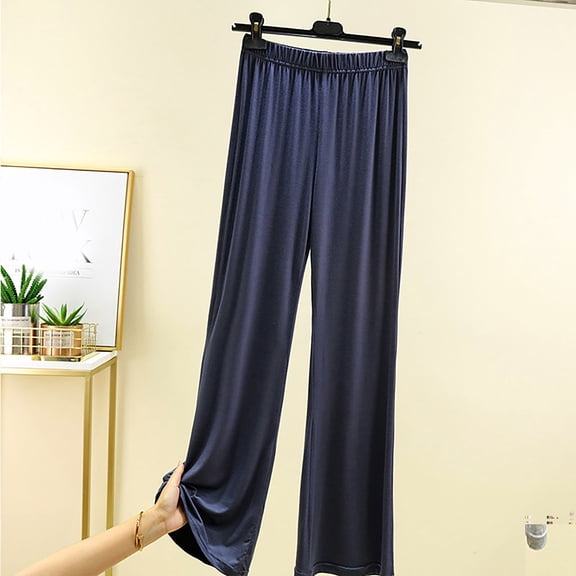 BILIKEYU Womens High Waist Flowy Palazzo Pants Elastic Waist Wide Leg Stretchy Straight Leg Dressy Casual Lounge Trousers,Teal Pants Women, Elastic Waist Work Pants for Women