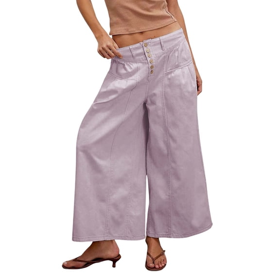 BILIKEYU Womens Linen Pants Wide Leg High Waisted Drawstring Casual Flowy Pants with Pockets, Womens Linen Pants, Linen Beach Pants Women, Elastic Waist Work Pants for Women