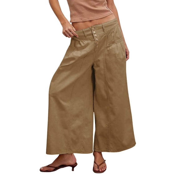 BILIKEYU Womens Linen Pants Wide Leg High Waisted Drawstring Casual Flowy Pants with Pockets, Womens Linen Pants, Linen Beach Pants Women, Elastic Waist Work Pants for Women