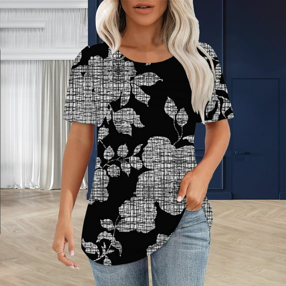 BILIKEYU Womens Short Sleeve Tops, Blouses for Women Dressy Casual, Summer Blouses, T Shirts for Women