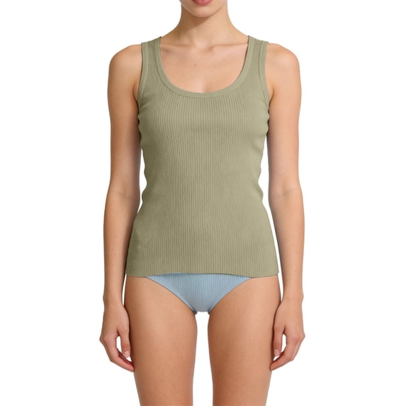 BILIKEYU Womens U Neck Ribbed Tank Tops, High Neck Sleeveless Ribbed Tank Casual Basic Thick Strap Slim Fitted Workout Going Out Racerback Shirts, Green