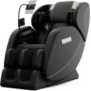 BILITOK Full Body Zero Gravity Massage Chair with Heating, Airbags, Bluetooth Speaker, Foot Roller, and Touch Screen Control - Black