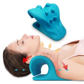 BILITOK Neck and Shoulder Relaxer, Cervical Traction Device for Muscle Tension Relief, Neck Stretcher for TMJ Pain Relief and Cervical Spine Alignment, Chiropractic Pillow, blue