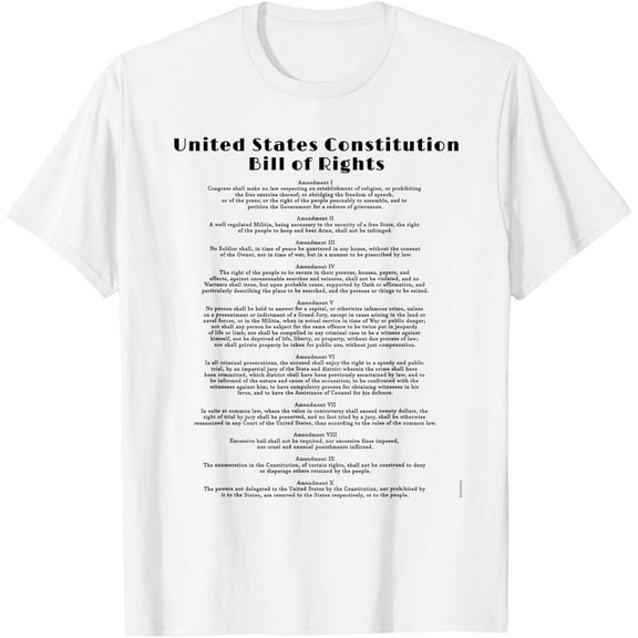 BILL OF RIGHTS T-SHIRT US CONSTITUTION T-ShirtMen and women can wear white T-shirts, gifts. Age: M,，L，XL，2XL,3XL, 104XL