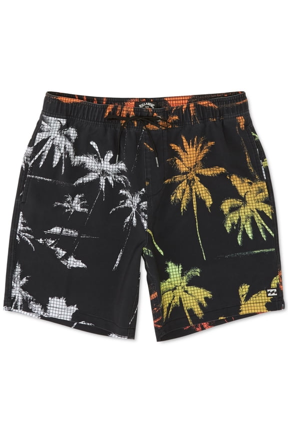 Mens Black Drawstring, Patterned Shorts S