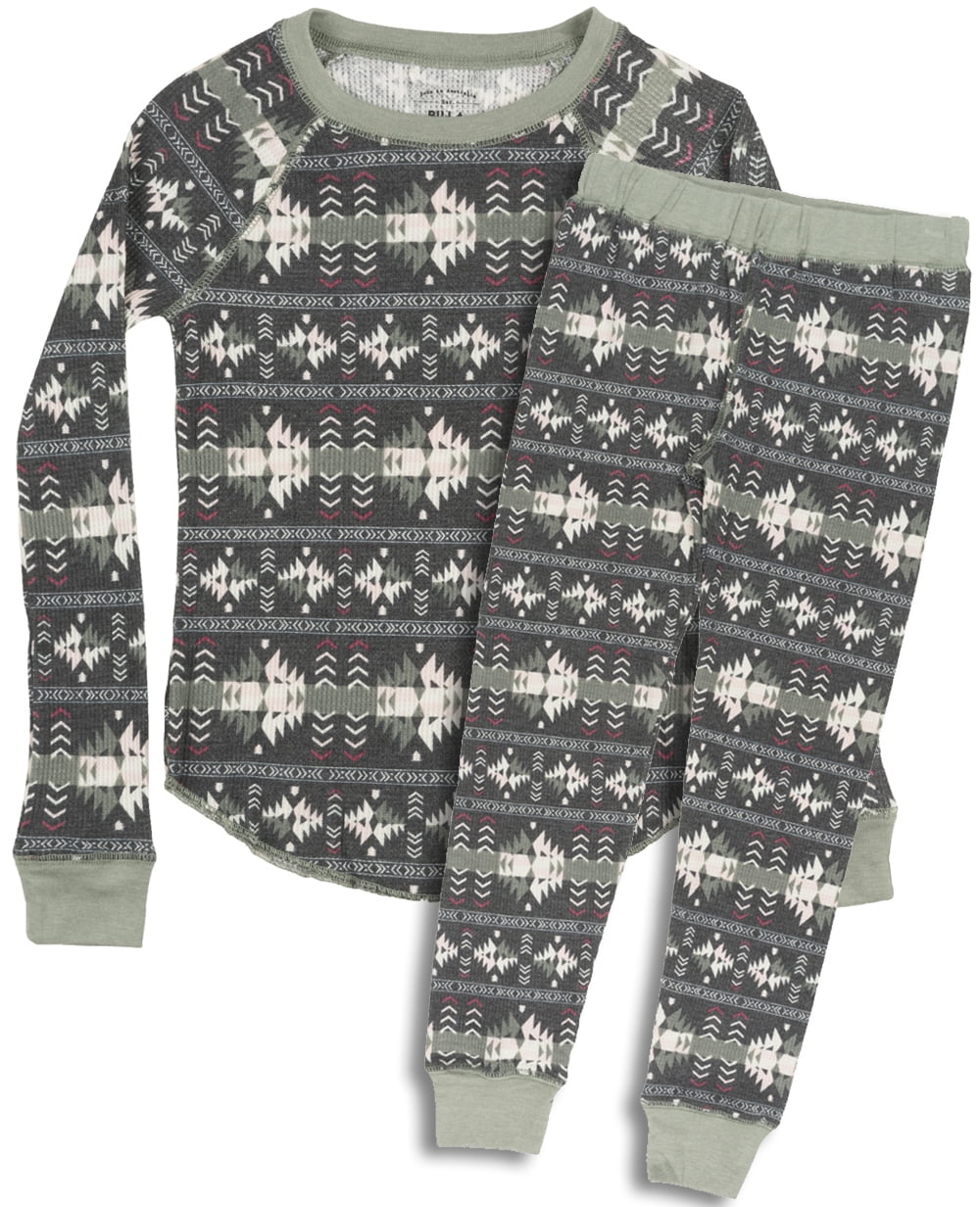 BILLABONG PAJAMA THERMAL 2 PIECE SET JUNIORS SLEEPWEAR LONG SLEEVE PANTS