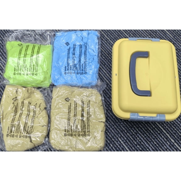 BILLEEIT 2KG barrel, 4 bags of multicolored play sand (yellow 2, blue 1, green 1)