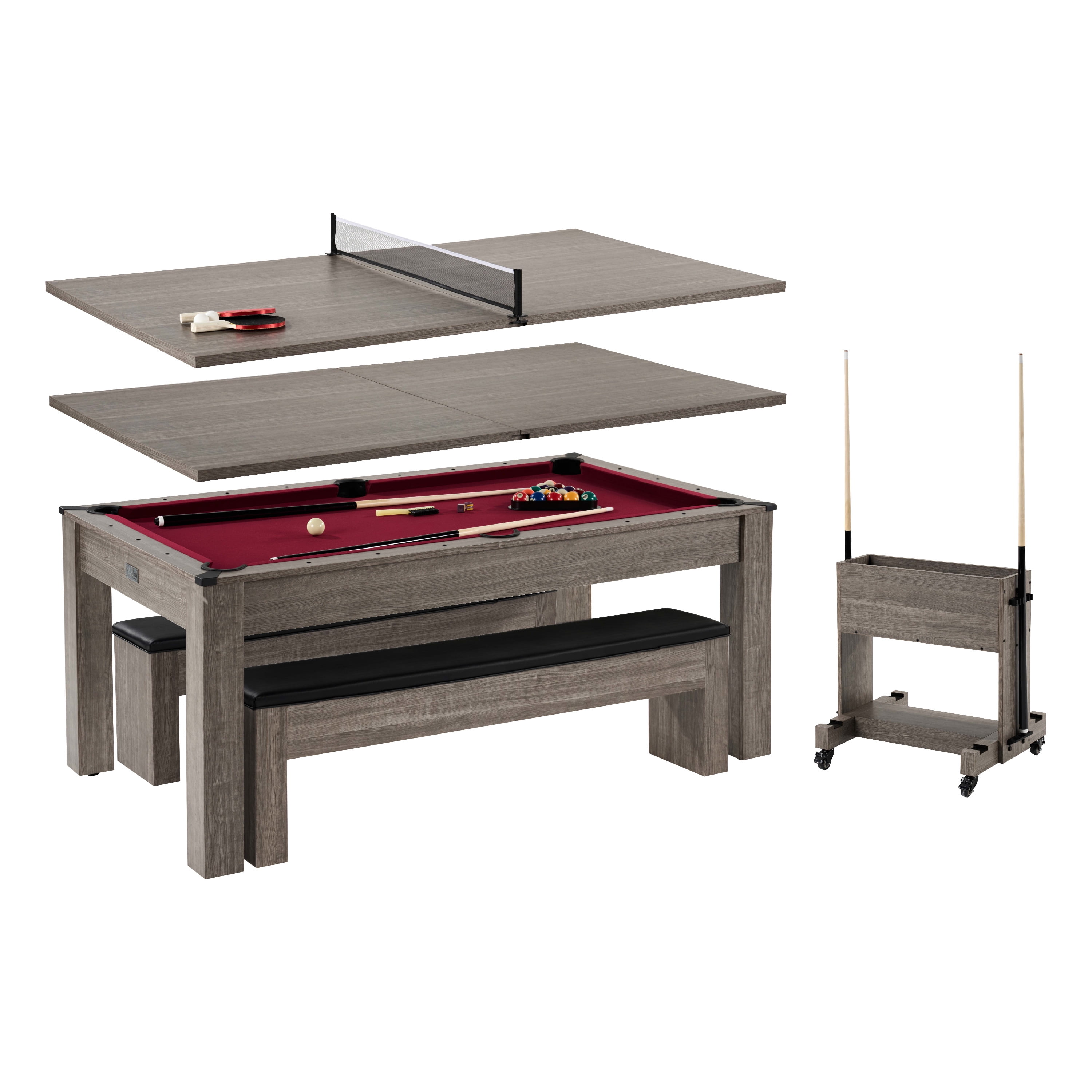 6 ft 3-in-1 Pool Table, Table Tennis Game, Dining Table, by Barrington Billiards Company