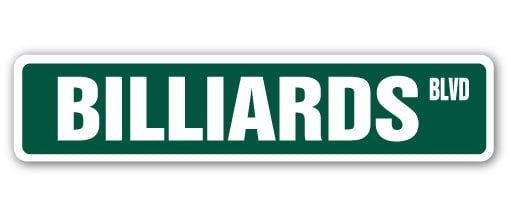 BILLIARDS Aluminum Street Sign foosball pool cue pooltable darts | Indoor/Outdoor |  30" Wide