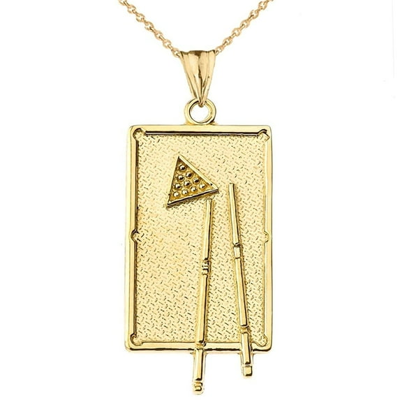 BILLIARDS POOL TABLE PENDANT NECKLACE IN YELLOW GOLD : 10K Pendant only