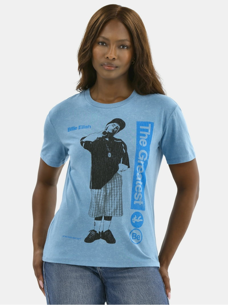 Billie Eilish Women's Graphic Tee with Short Sleeves, Sizes XXS