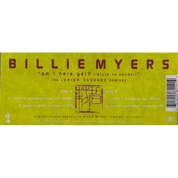 BILLIE MYERS - AM I HERE YET - vinyl record
