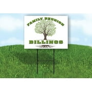 BILLINGS FAMILY REUNION GR TREE 18 in x 24 in Yard Sign Road Sign with Stand, Double Sided