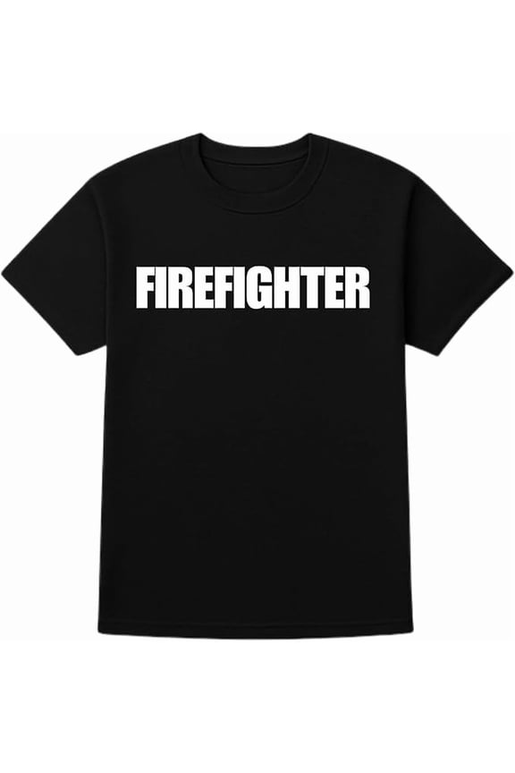 12-Pack Black Firefighter T-Shirt Size M – Cotton Blend Printed in USA for Fire & Rescue Teams