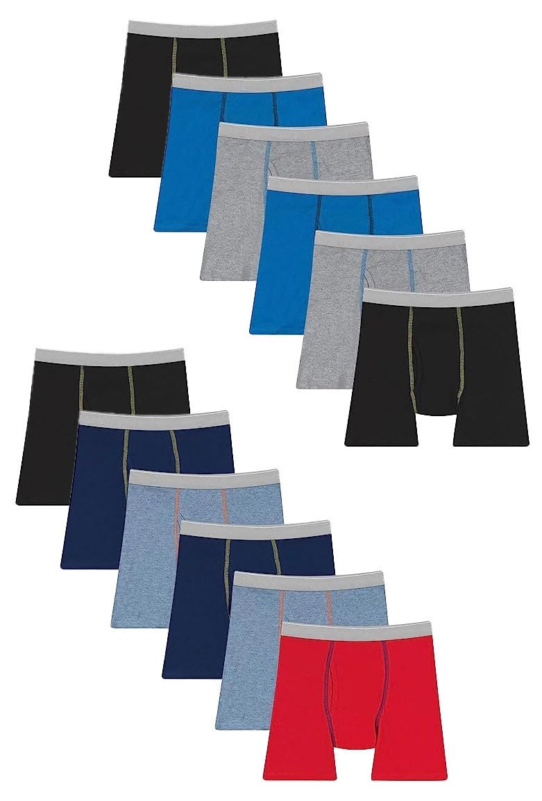 BILLIONHATS 12 Pack Boys Cotton Underwear Boxer Briefs, Assorted Underpants for Children, Bulk