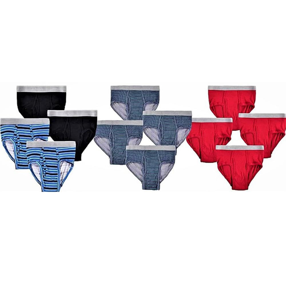 BILLIONHATS 12 Pack Boys Cotton Underwear Briefs, Assorted Colors