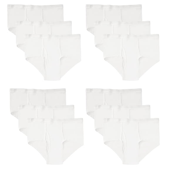 BILLIONHATS 12 Pack Boys Cotton Underwear Briefs, White Colors Underpants for Children, Bulk Brief Packs, Size Small