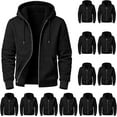 thumbnail image 1 of BILLIONHATS 12 Pack Men's Cotton Fleece Sherpa Lined Zipper Hoodie, Wholesale Bulk Donations, Assorted Sizes S-XL Color Black, 1 of 6