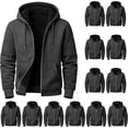 thumbnail image 1 of BILLIONHATS 12 Pack Men's Cotton Fleece Sherpa Lined Zipper Hoodie, Wholesale Bulk Donations, Assorted Sizes S-XL Color Grey, 1 of 6