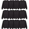 thumbnail image 1 of BILLIONHATS 12 Pack Mens Adult Crewneck Fleece Lined Pullover Sweatshirt Bulk, BLack Color, Wholesale Multipack Donation for Homeless (Medium), 1 of 6