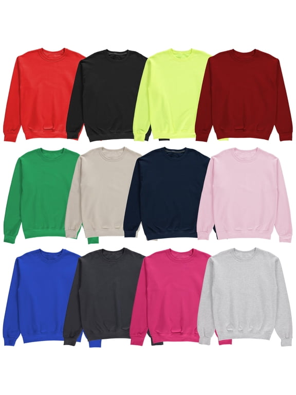 12 Pack Mens Adult Crewneck Fleece Lined Pullover Sweatshirt Bulk, Mixed Assorted, Wholesale Donation Homeless (4X-Large)