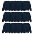 thumbnail image 1 of BILLIONHATS 12 Pack Mens Adult Crewneck Fleece Lined Pullover Sweatshirt Bulk, Navy Color, Wholesale Multipack Donation for Homeless (2X-Large), 1 of 7