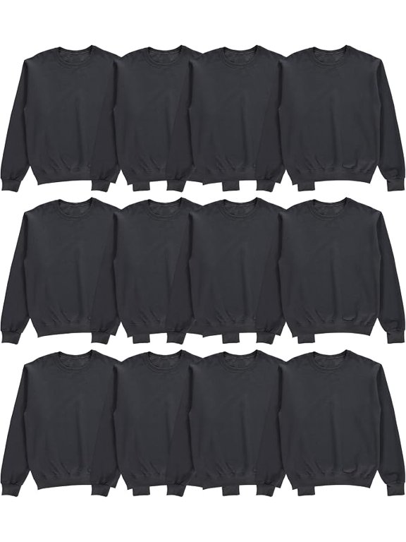 12 Pack Mens Crewneck Sweatshirts in Bulk, Cotton, Wholesale Screenprinting Sweat Shirts For Men, Layer Shirt (Charcoal Gray, Small)