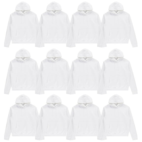 BILLIONHATS 12 Pack Of Mens Wholesale Hoodie Sweatshirts, Cotton Blend, Bulk Adults Hoodies Sweatshirt. WHITE SIZE LARGE