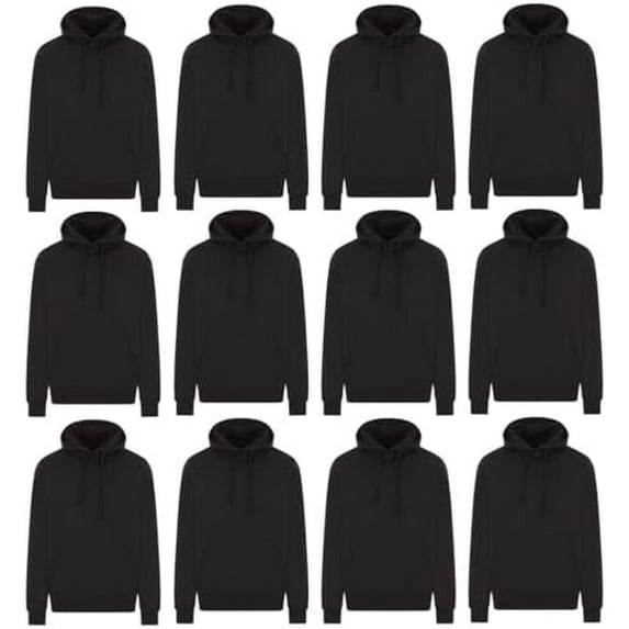 BILLIONHATS 12 Pack Of Wholesale Hoodie Sweatshirts, Men Womens Unisex Hoodies Cotton Blend, Bulk Adults Sweatshirt, Homeless Donation BLACK 3X-LARGE