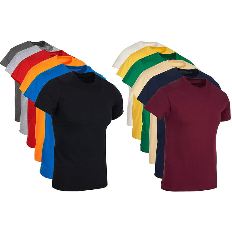BILLIONHATS 12 Pack Plus Size Men Cotton T-Shirt Bulk Big Tall Short Sleeve  Lightweight Tees (12 Pack Assorted A, Medium) 