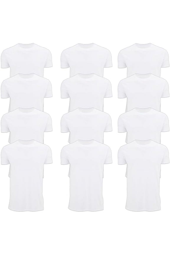 12 Pack Plus Size Men Cotton White T-Shirt Bulk Big Tall Short Sleeve Lightweight Tees