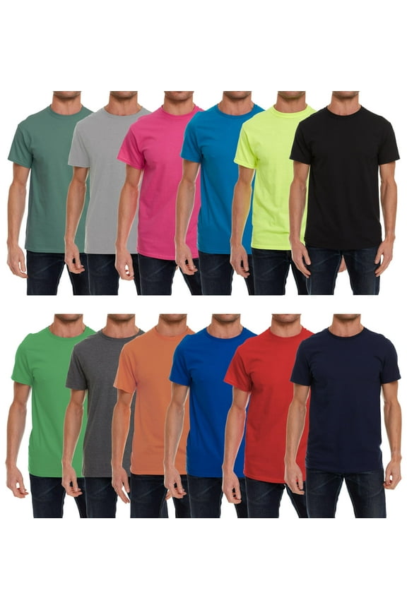 12 Pack Plus Size Men's Cotton T-Shirt Bulk Big & Tall Short Sleeve Lightweight Premium Fitted Classic Tees, Size Medium